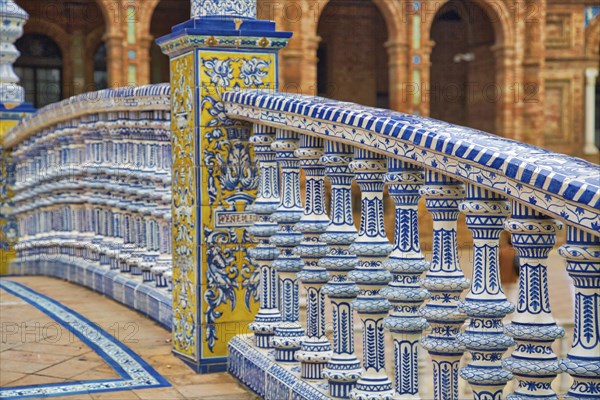 Seville, Spain-October 14, 2017: Plaza De Espana, Seville, Architectural Details and Ornaments