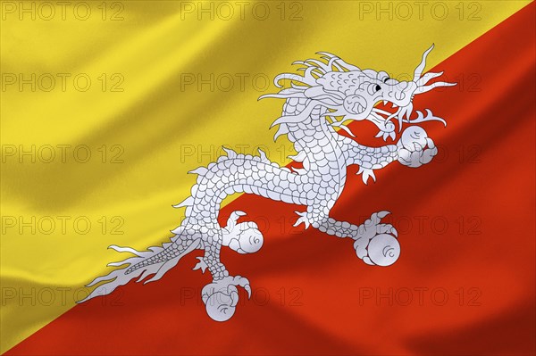National flag, the flag of Bhutan, country in South Asia, Asia, Studio