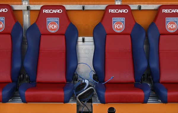 Recaro seats on coach's bench, bench, logo, LAN cable, network cable for laptop or tablet, digital,