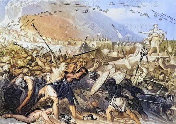 Julius Caesar lands in Britain 55 B.C. From The National and Domestic History of England by William