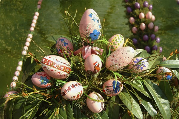 Easter custom, Easter fountain in Franconian Switzerland, detail, here in Bieberbach, district of