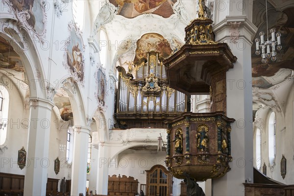 Baroque church, Fridolinsmünster, Church of St Fridolin, Bad SÃ¤ckingen, High Rhine, Rhine, Black