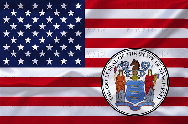 The flag of the USA with the coat of arms of New Jersey, Studio