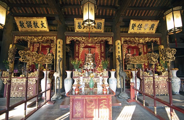 Altar in the Temple of Literature in the Old Quarter of Hanoi, Vietnam, Asia