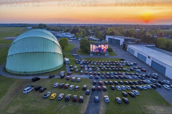 Drive-in cinema at Essen/Mülheim Airport Motor Movies, temporary film screening, at the WDL airship