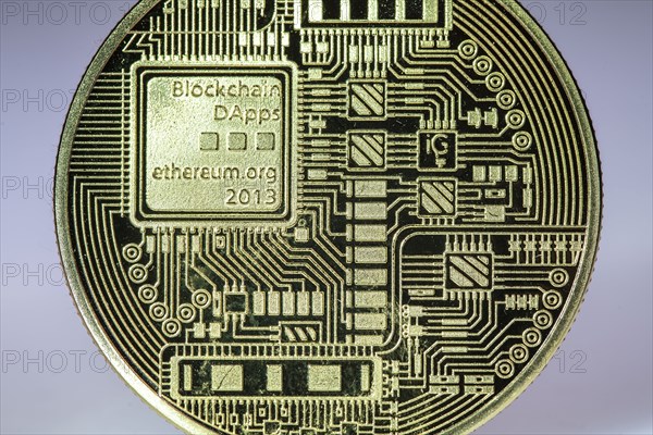 Ethereum, ETH, cryptocurrency, symbol coin, optical placeholder for the digital currency,