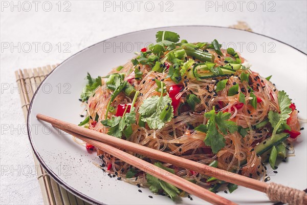 Funchosa, Korean salad, with vegetables, homemade, no people