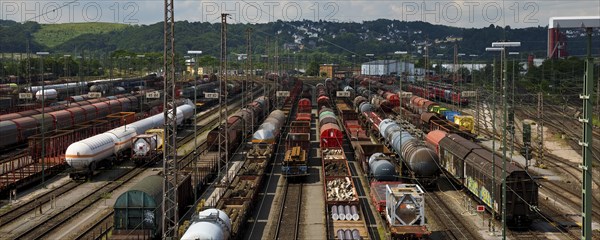 Train formation yard in the Vorhalle district, marshalling yard, goods trains, Hagen, Ruhr area,