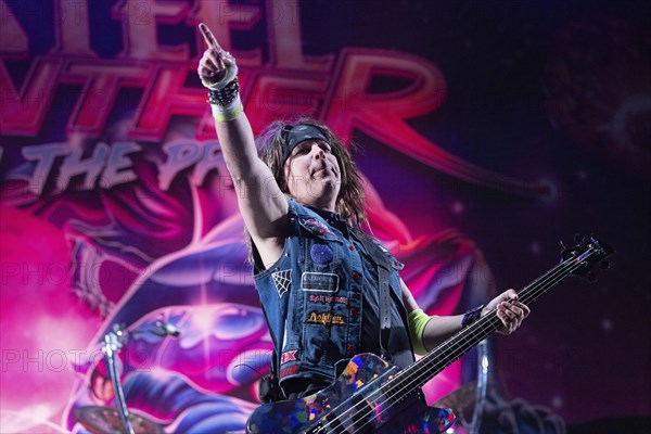 Copenhagen, Denmark - 19.6.2024: Spyder, bassist of the band Steel Panther at the Copenhell Metal
