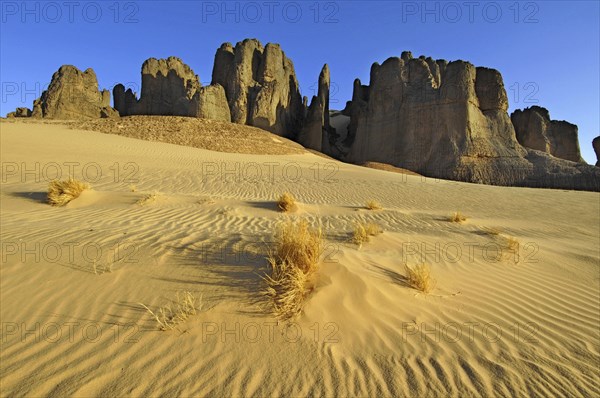 Desert landscape, Tin Akascheker, Algeria, rock formations, Algeria, Africa