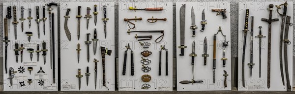 Prohibited weapons seized by the police, cutting and stabbing weapons, knives, machetes,