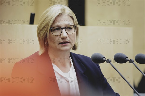 Anke Rehlinger, SPD, Minister-President of the Saarland, recorded during a meeting of the Bundesrat