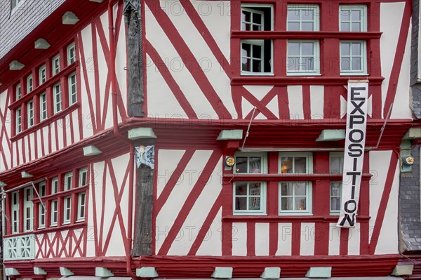 Half-timbered house, half-timbered house façade, historic old town, Morlaix, Départements