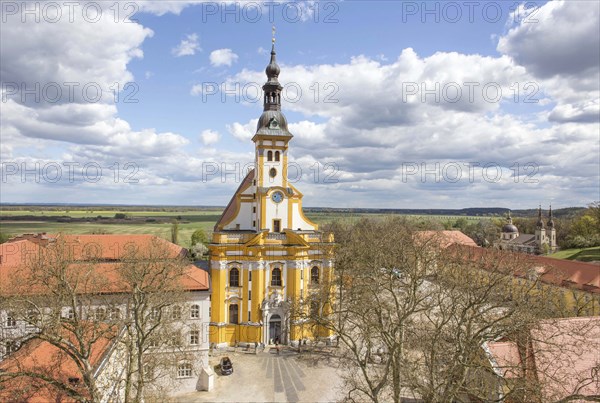 Neuzelle, 16.04.14 JE, Aerial view of Neuzelle Monastery. The Cistercian monastery with the