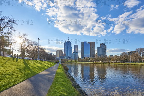 Landscape of Melbourne City Centre skyline at the yarra river at spring, Australia, Oceania