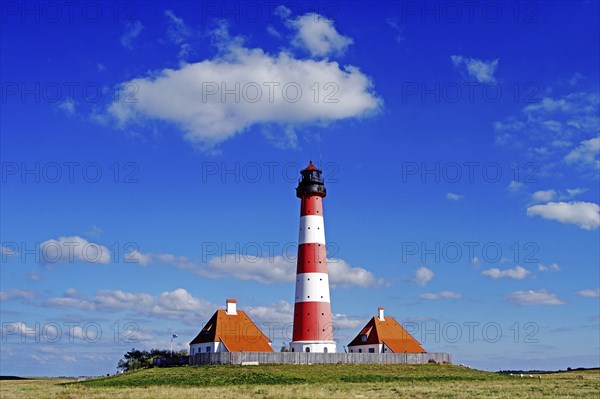 The lighthouse of Westerhever near St. Peter Ording, Westerheversand, Schleswig-Holstein, Federal