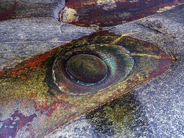 Close-up, rock formation Eye of Utakleiv, or Dragon's Eye, Vestvagoya, Lofoten, Norway, Europe