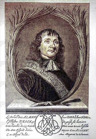 Philipp von Zesen, also Filip Cösius or Caesius, pseudonym Ritterhold von Blauen, 8 October 1619,