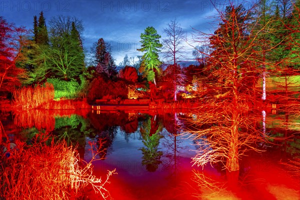 Parkleuchten, event in winter, in the Grugapark in Essen, many different light installations,