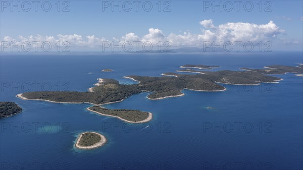 Aerial view, Pakleni or Paklinski Islands off the island of Hvar, Dalmatia, Croatia, Europe