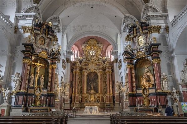 Chancel of the baroque church of St Martin, built in 1668, Grüner Markt, Bamberg, Upper Franconia,