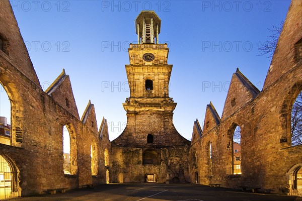 Aegidienkirche in the evening, not rebuilt, memorial to the victims of war and violence, Hanover,