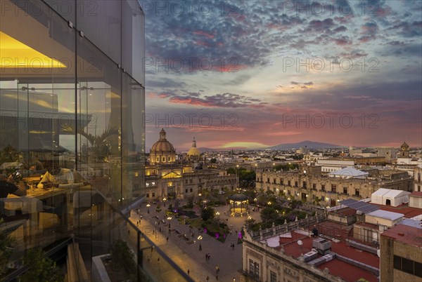 Guadalajara, Jalisco, Mexico, October, 2021: Dinner at a restaurant in a trendy hotel overlooking