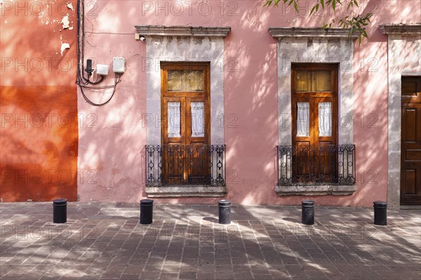 Morelia, Michoacan, colorful streets and colonial houses in Morelia historic city center, one of