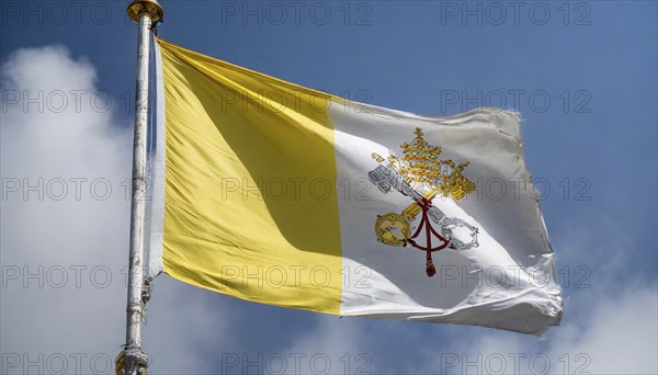 Flags, the national flag of the Vatican, Vatican State fluttering in the wind
