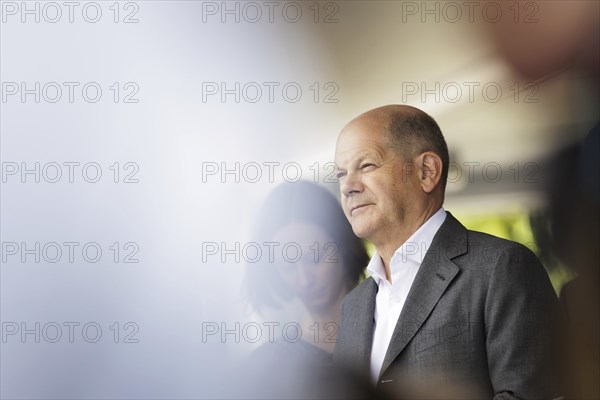 Olaf Scholz (SPD), Federal Chancellor, pictured at the laying of the foundation stone for