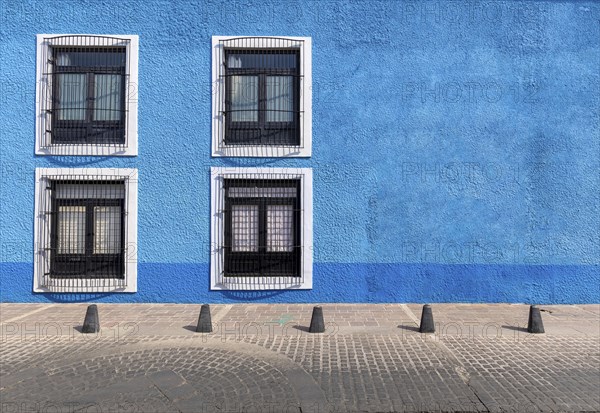 Central Mexico, Aguascalientes colorful streets and colonial houses in historic city center, one of
