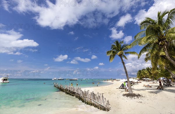 Isla Mujeres, Mexico, 10 September, 2021: Serene turquoise Isla Mujeres beach Playa Norte famous