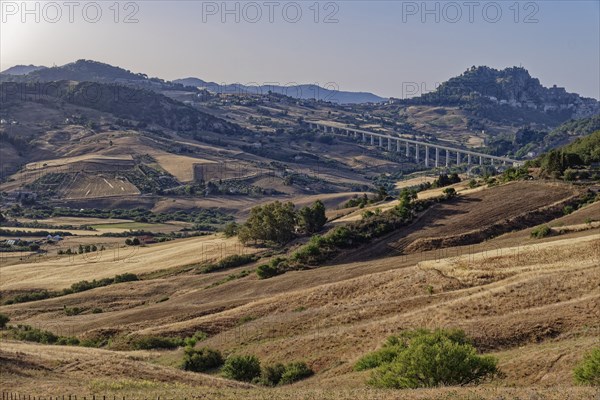 Landscape near the Sicilian village of Sperlinga near Nicosia. Sicily, Italy, Southern Europe,