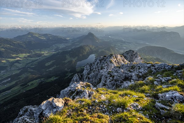 Hintersteiner Lake in the mountains, view from Schaffauer, Wilder Kaiser, Tyrol, Austria, Europe