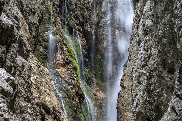 Waterfall, Hammersbach flows through Höllentalklamm, near Garmisch-Partenkirchen, Werdenfelser