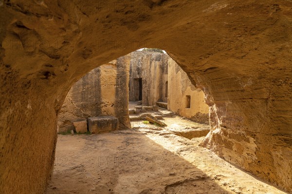 Underground tombs of the ancient necropolis Royal Tombs of Nea Paphos, Paphos, Cyprus, Europe
