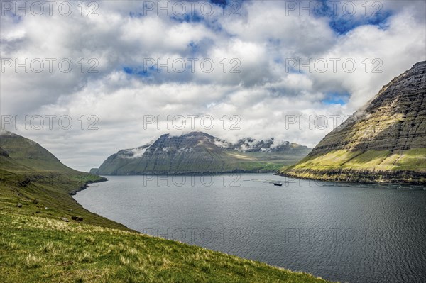 Huge fjord between Bordoy and Vidoy, Faroe islands, Denmark, Europe
