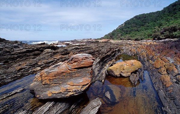 Rugged rocky coast, South Africa, Tsitsikamma National Park, Otter trail, Africa