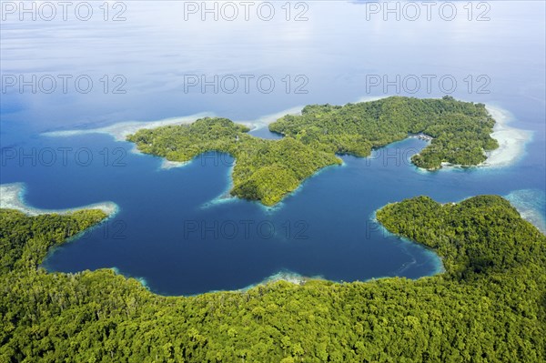 Aerial view of Janggelo Island, Raja Ampat, West Papua, Indonesia, Asia