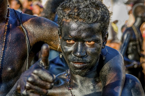 Portrait of black man. Carnival. Mindelo. Cabo Verde. Africa