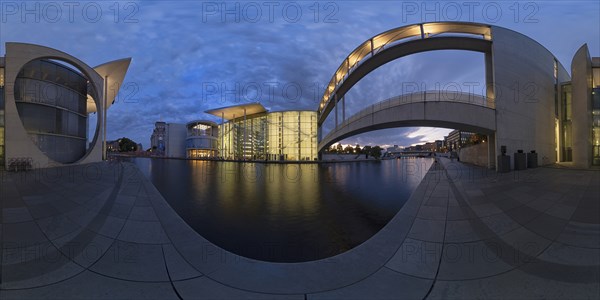 Government district in 360Â° panorama, Berlin, Germany Europe