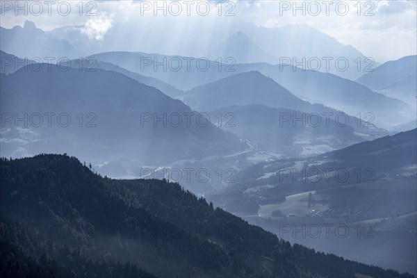 Silhouettes, Dramatic Mountain Landscape, View from Hochkönig, Salzburger Land, Austria, Europe