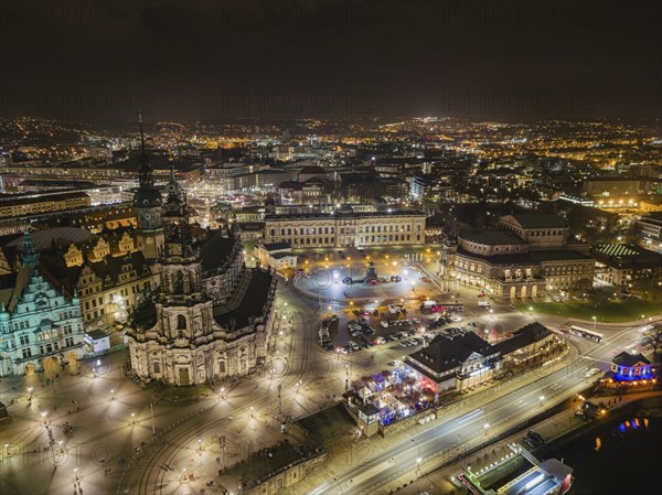 Dresden's old town at Christmas time. Despite the fact that the main sights are not illuminated due