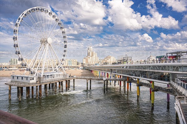 Pier with Ferris wheel on the beach, The Hague, Netherlands
