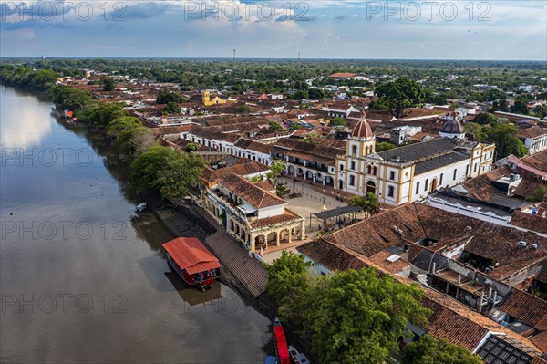 Aerial of the Unesco world heritage site, Mompox, Colombia, South America