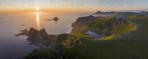 Rocky coast, fjords and mountains, Matinden mountain, Bleik, Andoya island, Vesteralen archipelago,
