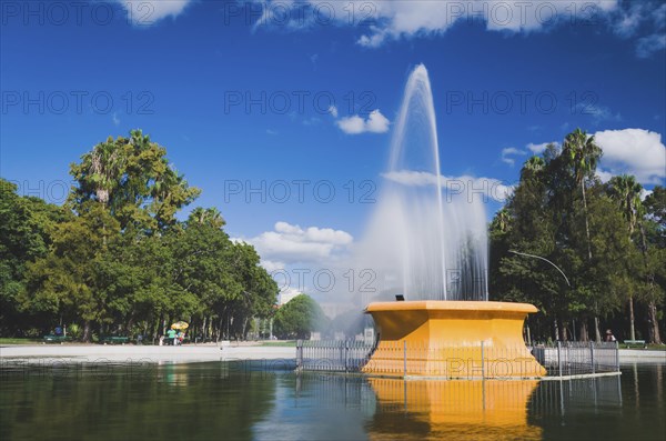 Porto Alegre, Rio Grande do Sul, Brazil, March 29, 2021: Fountain of redemption square on a