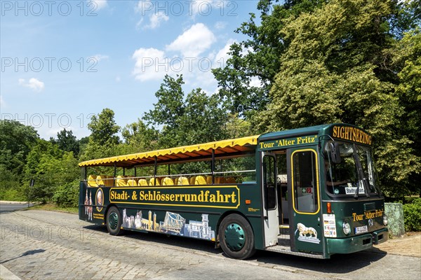 Bus for city and palace tour, Sanssouci, Potsdam, Brandenburg, Germany, Europe