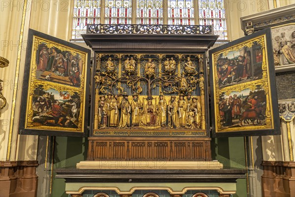 Altar in the interior of St. Salvator's Cathedral in Bruges, Belgium, Europe