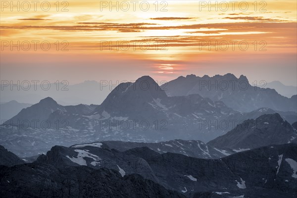 Evening mood, Dramatic mountain landscape, View from Hochkönig, Salzburger Land, Austria, Europe